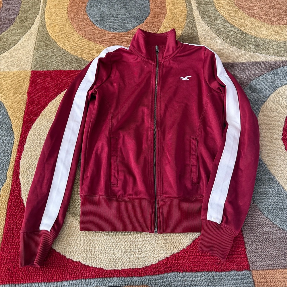Hollister Co. Y2K Style Vintage Tracksuit Track Jacket Maroon Women’s Size Small